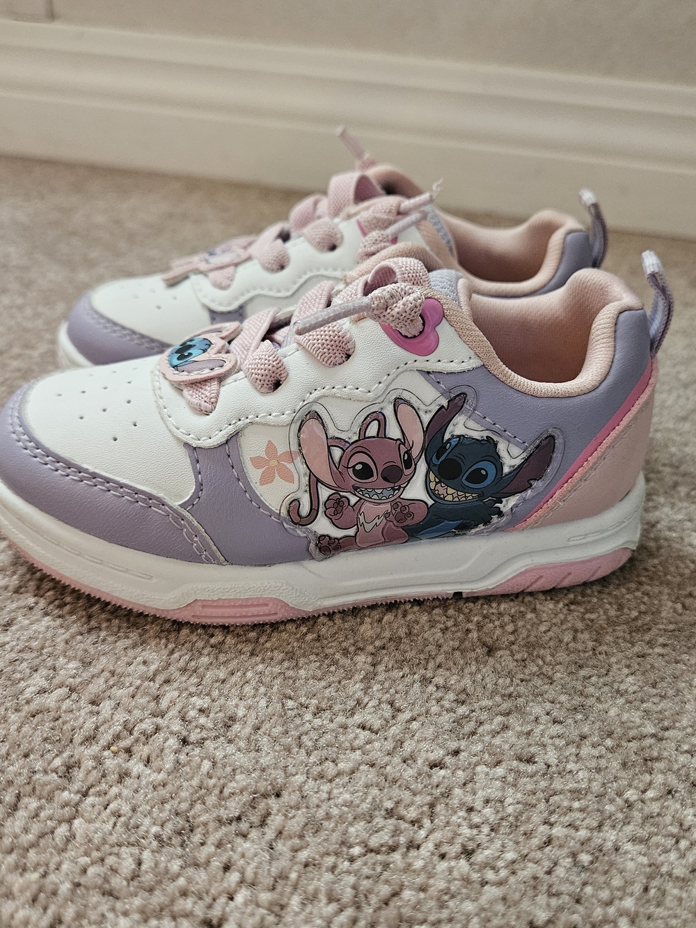 Disney Kids Stitch & Angel Sneakers - White, Pink & Lavender